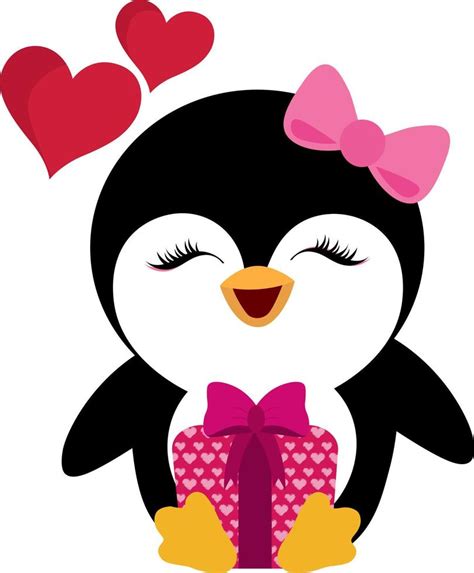Valentines Day Cute Penguin Clip Art 15311885 Vector Art At Vecteezy
