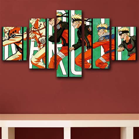 5 Piece Wall Art Canvas Japan Naruto Uzumaki Poster Print Hot Anime