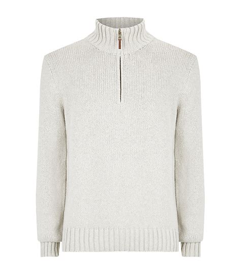 Polo Ralph Lauren Half Zip Mock Neck Sweater In White For Men Lyst
