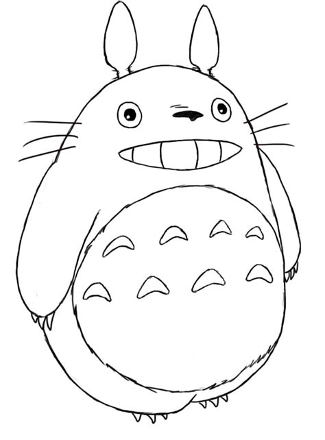 Totoro Sonriendo Para Colorear Imprimir E Dibujar Coloringonlycom