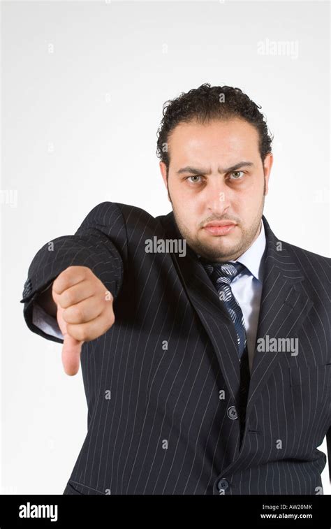 Angry Business Man Thumbs Down Stock Photo Alamy