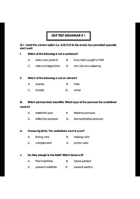 Solution Grammar Self Test 1 Studypool English Notes Studypool