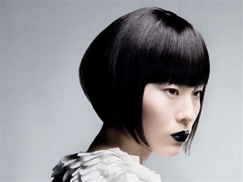 Talk of hair and asian women are naturally gifted with beautiful and silky black strands. Asian bob hairstyle with sharp angles towards the face