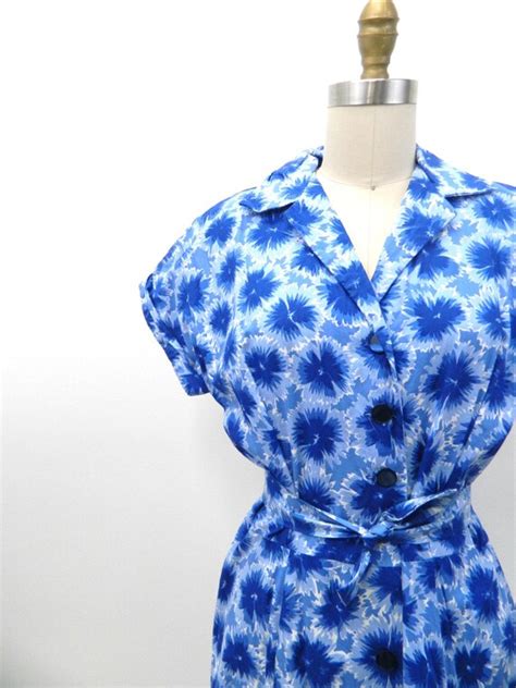 vintage 1950s cotton day dress button down dress … gem