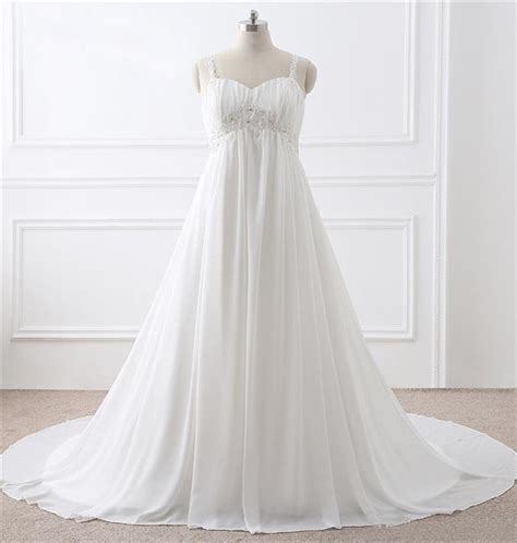 The illusion sheer bodice, allover lace, and tulle enhance this romantic look. A Line Sweetheart Empire Waist Chiffon Plus Size Wedding ...