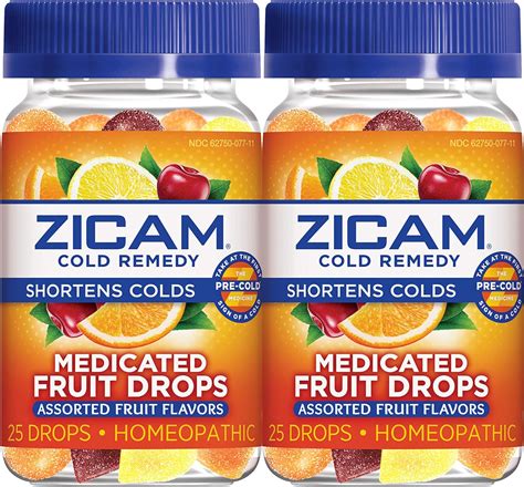 Zicam Cold Remedy Medicated Fruit Drops Homeopathic Medicine For Shortening Colds