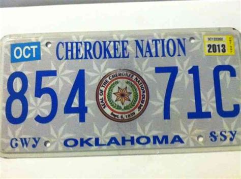 Wondertify license plate cat hang upside down watching on the white background decorative car front license plate,vanity tag,metal mayers funny horse license plate designed decorative metal car license plate auto tag 12x6 inch car truck rv trailer cars tag (brown) mayers. 2013 Oklahoma Cherokee Nation expired license plate tag