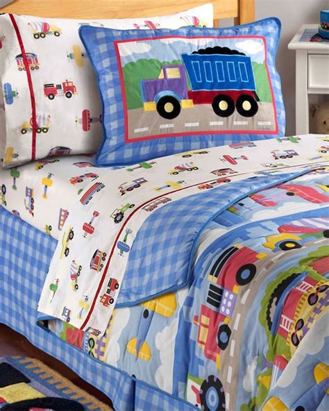 While you enjoy the sweet and spunky style your toddler will adore its stark color and comfort. Kids Train, Plane and Truck Bedding | BOYS BEDDING ...