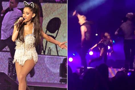 Ariana Grande Falls Over On Stage During Honeymoon Tour Daily Star