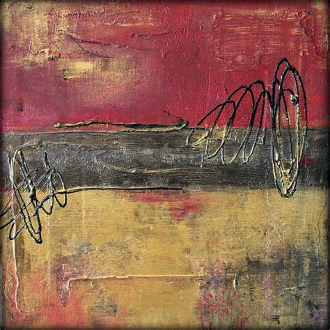 Metallic Square Series I Red And Gold Urban Abstract