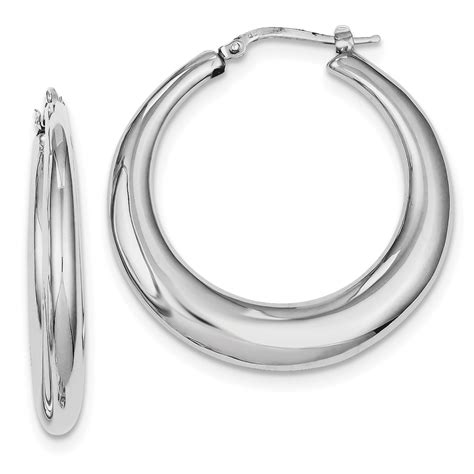 Sterling Silver Polished Rhodium Plated Hollow Hoop Earrings Walmart