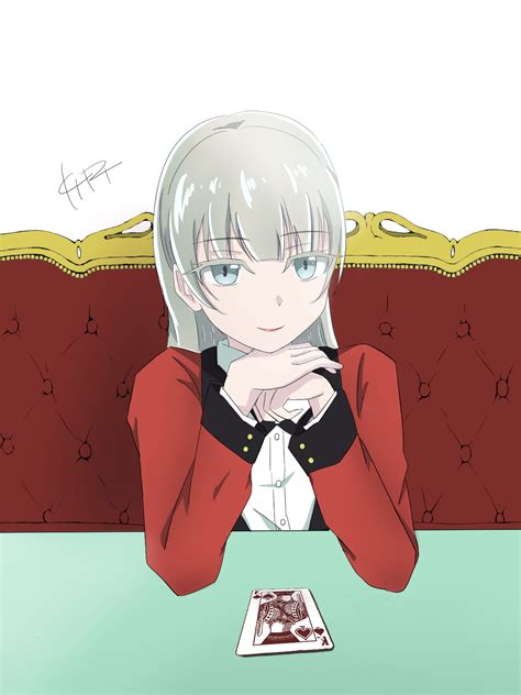 Long Hair White Hair Solo Anime Anime Girls Kakegurui Ririka