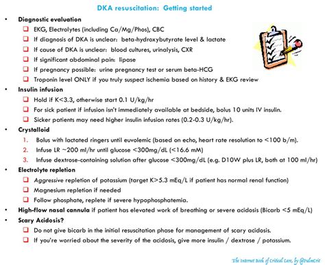 Dka Resuscitation Checklist Diagnostic Evaluation Crystalloid