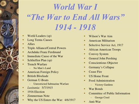 Ppt World War I The War To End All Wars 1914 1918 Powerpoint