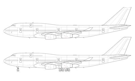 Boeing 747 400 Blank Illustration Templates With Pratt And Whitney And