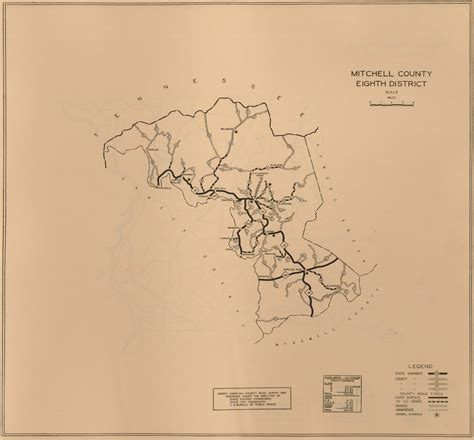 1949 Road Map Of Mitchell County North Carolina