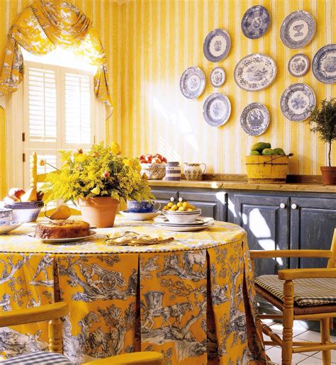 Yellow And Blue Toile Beautifully Done French County Country Kitchen