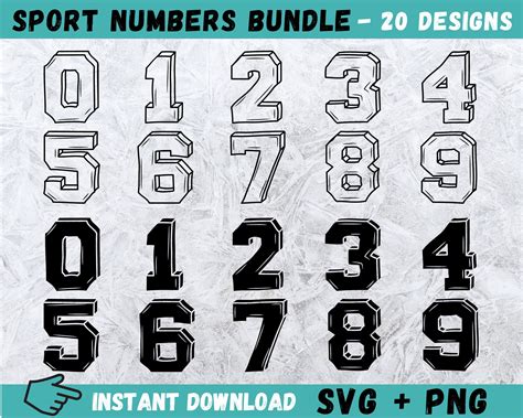 Sport Numbers Svg Sport Numbers Cricut College Font Svg Etsy Sports