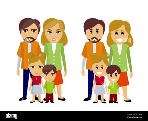 Ilustración Del Vector De La Familia Feliz Hijos Y Padres Crianza