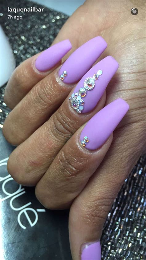 prom rhinestone | Purple acrylic nails, Matte purple nails, Acrylic nails