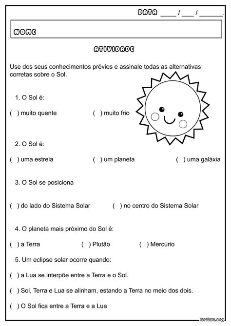 Atividade Sobre O Sol