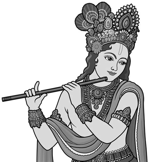 Krishna With A Bansuri Monochrome Images Grayscale Image Grayscale