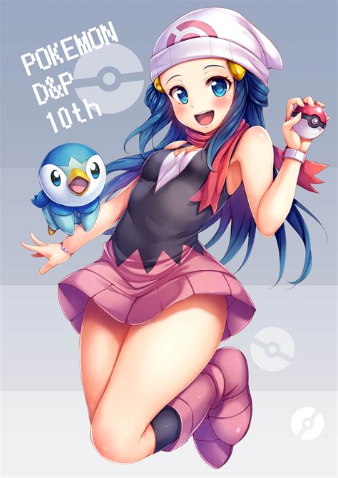 Wallpaper Anime Girls Pokemon Dawn Pokemon Long Hair Blue Hair Solo Artwork Digital Art