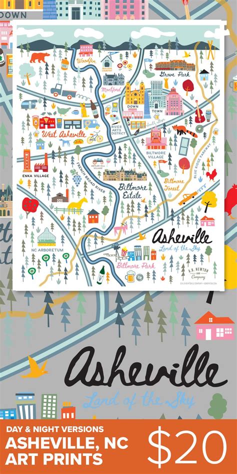 City Of Asheville North Carolina Area Map Art Print Map Art Print