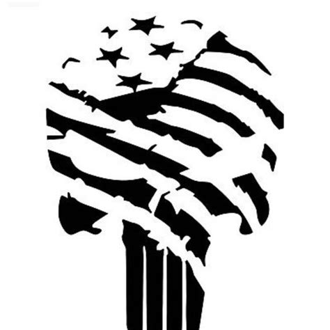 Punisher Skull American Flag Distressed Vinyl Decal Sticker Etsy