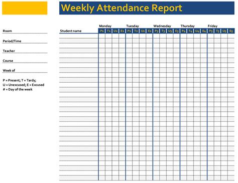Weekly Class Attendance Record Simple