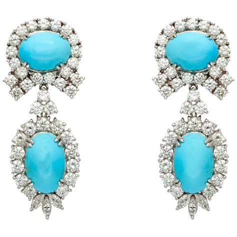 Turquoise Diamond Earrings For Sale At 1stdibs
