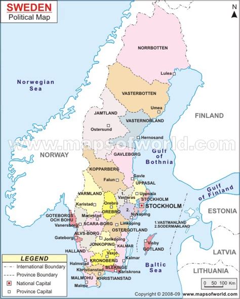 October 2011 Map Of Sweden Political Region Province City