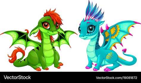 Baby Dragons With Cute Eyes Royalty Free Vector Image