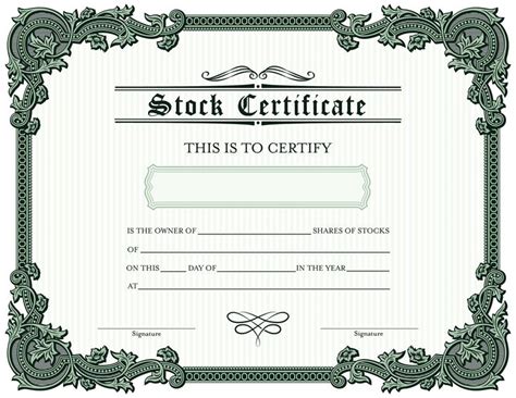 Printable Blank Stock Certificate Template Diy Certificate Of Etsy