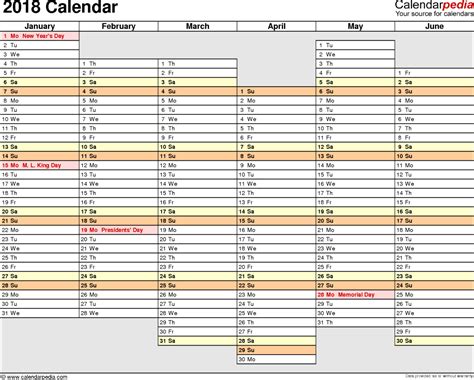 Calendar Spreadsheet Template 2018 — Db