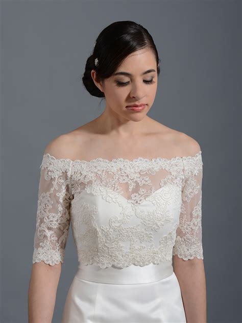 Off Shoulder Wedding Jacket Lace Bolero Wj003