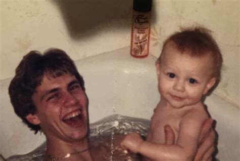Father And Son Recreate The Most Awkward Baby Bath Picture