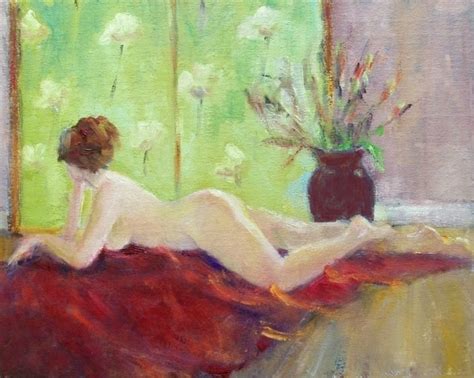 Connie Chadwell S Hackberry Street Studio Nude On Red Original Oil