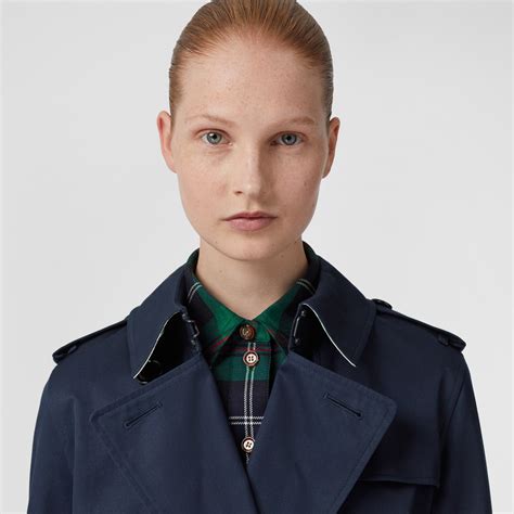 mid length kensington heritage trench coat in coal blue women burberry® official