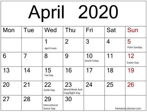 The best part is that these government holidays are falling either a day before or. April 2020 Calendar with Holidays - USA, UK, Canada, India ...