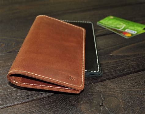 Slim Checkbook Coverpersonalized Leather Checkbook Etsy