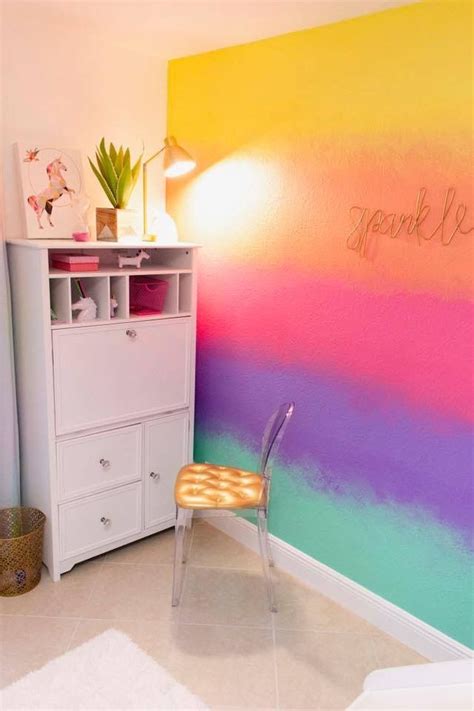 Rainbow Accent Wall Girl Rooms Girls Rainbow Room Ideas Rainbow Paint