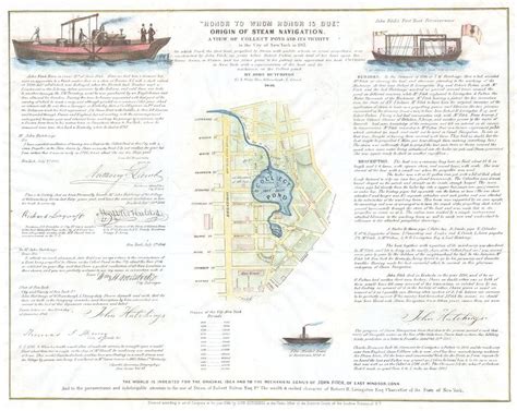 1846 Broadside Of The Collect Pond New York And Steam Boat Five Points