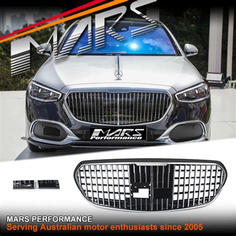 Chrome Black Maybach Style Front Bumper Bar Grill Grille For Mercedes Benz W223 S Class 2021