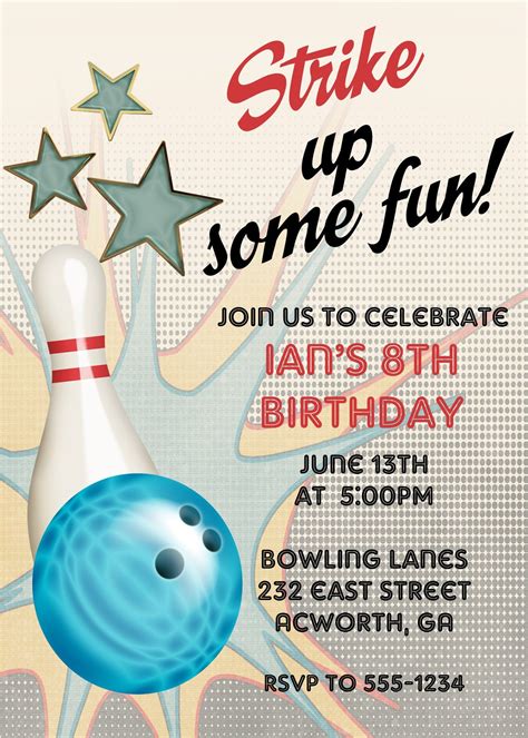 Birthday Party Invitations Bowling Invitation Card
