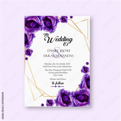 Purple Wedding Invitation Template Stock Vector Adobe Stock