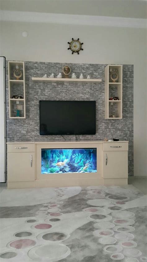 Living Room Tv Unit Design With Aquarium