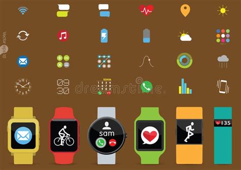 Set Of Smart Watches Vector Illustration Stock Vector Illustration Of