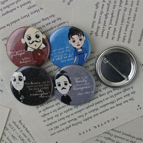 Classical Author Buttons Author Magnets Jane Austen Shakespeare
