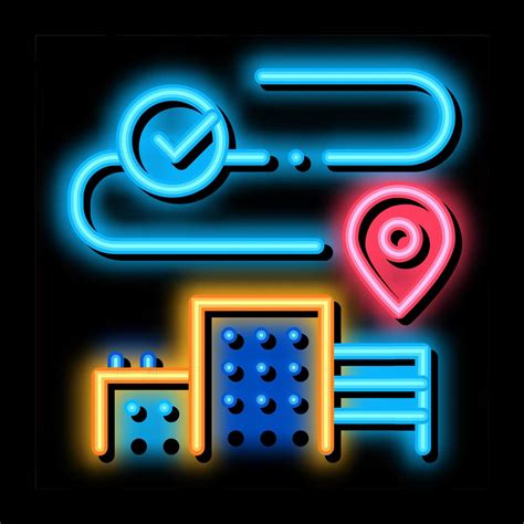 Geolocation In Residential Buildings Neon Glow Icon Illustration